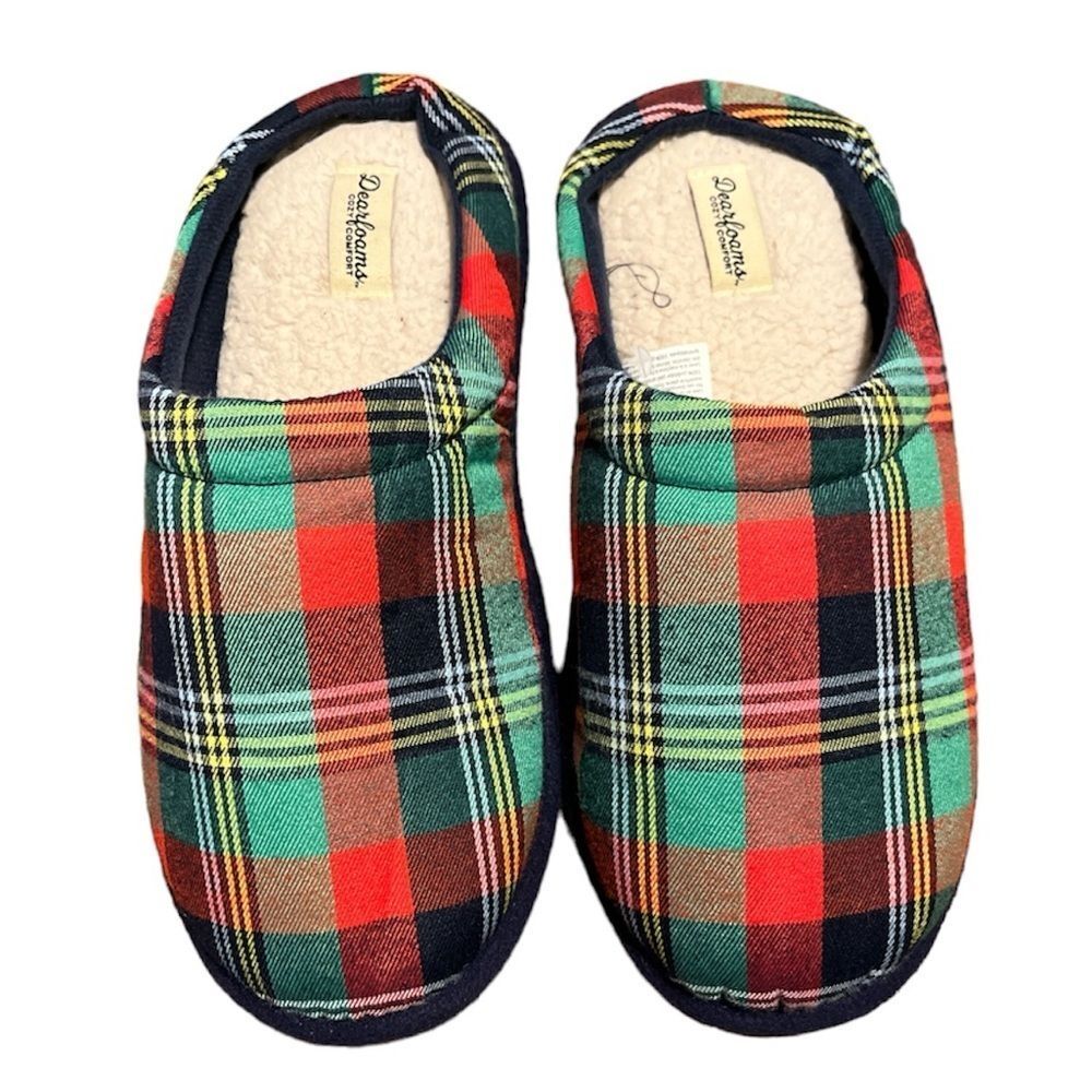 Dearfoams Plaid Christmas Slippers